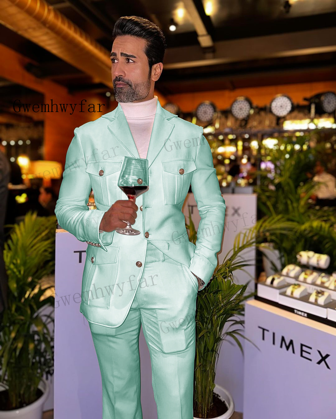 Gwenhwyfar Mint Green Affrica  – Men'S Grooming Jacket recenzja i cena